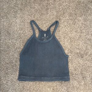 Free People Blue Fitted Crop Tank Top